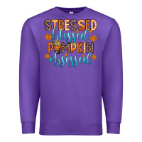 Purple stressed blessed pumpkin obsessed Premium Sweatshirt - Zillion Design Studio