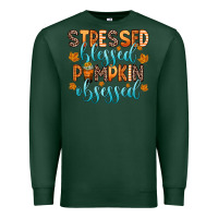 Sports Green stressed blessed pumpkin obsessed Premium Sweatshirt - Zillion Design Studio