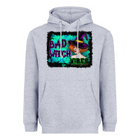 Heather Grey Halloween Bad Witch Vibes Watercolor Heavyweight Hoodie - RanaPortraitStore