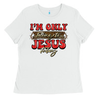 White i'm only talking to jesus today christmas Ladies Tee - BarkalooDesign