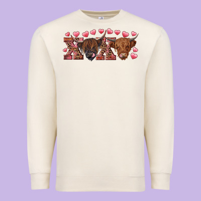 Xoxo Highland Cows Premium Sweatshirt Designed By Ranaportraitstore