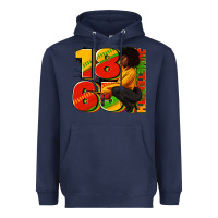 Navy 1865 Juneteenth afro woman Heavyweight Hoodie - RanaPortraitStore