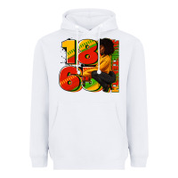 White 1865 Juneteenth afro woman Heavyweight Hoodie - RanaPortraitStore