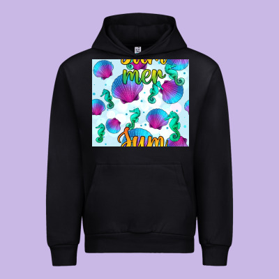 Seahorse And Sea Shell Seamless Pattern Urban Hoodie Designed By Bundleandbundleshop