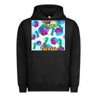 Pigment Black seahorse and sea shell seamless pattern Urban Hoodie - BundleAndBundleShop
