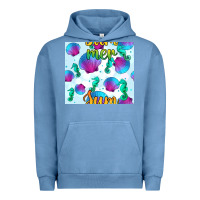 Pigment Pebble Blue seahorse and sea shell seamless pattern Urban Hoodie - BundleAndBundleShop