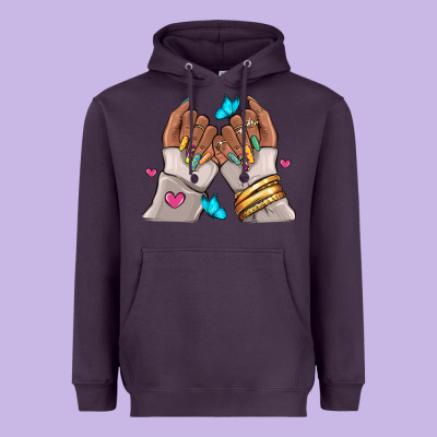 Heavyweight Hoodie Afro woman nail art