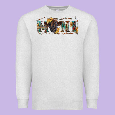 Western Mini Black Highland Calf Premium Sweatshirt Designed By Ranaportraitstore