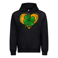 Black St. Patrick's Day Heart with Shamrock Urban Hoodie - Jasminsmagicworld