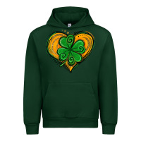 Forest Green St. Patrick's Day Heart with Shamrock Urban Hoodie - Jasminsmagicworld
