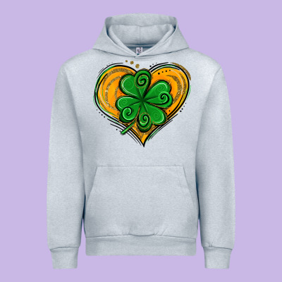 St. Patrick's Day Heart With Shamrock Urban Hoodie Designed By Jasminsmagicworld