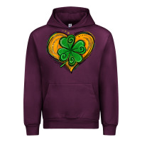 Mauve Wine St. Patrick's Day Heart with Shamrock Urban Hoodie - Jasminsmagicworld
