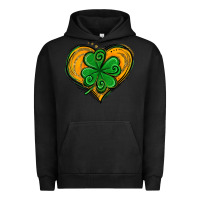 Pigment Black St. Patrick's Day Heart with Shamrock Urban Hoodie - Jasminsmagicworld