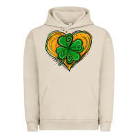 Pigment French Oak St. Patrick's Day Heart with Shamrock Urban Hoodie - Jasminsmagicworld