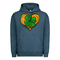 Pigment Midnight Navy St. Patrick's Day Heart with Shamrock Urban Hoodie - Jasminsmagicworld