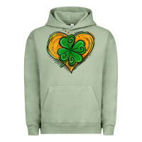 Pigment Oil Green St. Patrick's Day Heart with Shamrock Urban Hoodie - Jasminsmagicworld