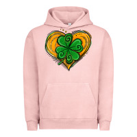 Pigment Salmon St. Patrick's Day Heart with Shamrock Urban Hoodie - Jasminsmagicworld
