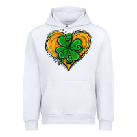 White St. Patrick's Day Heart with Shamrock Urban Hoodie - Jasminsmagicworld