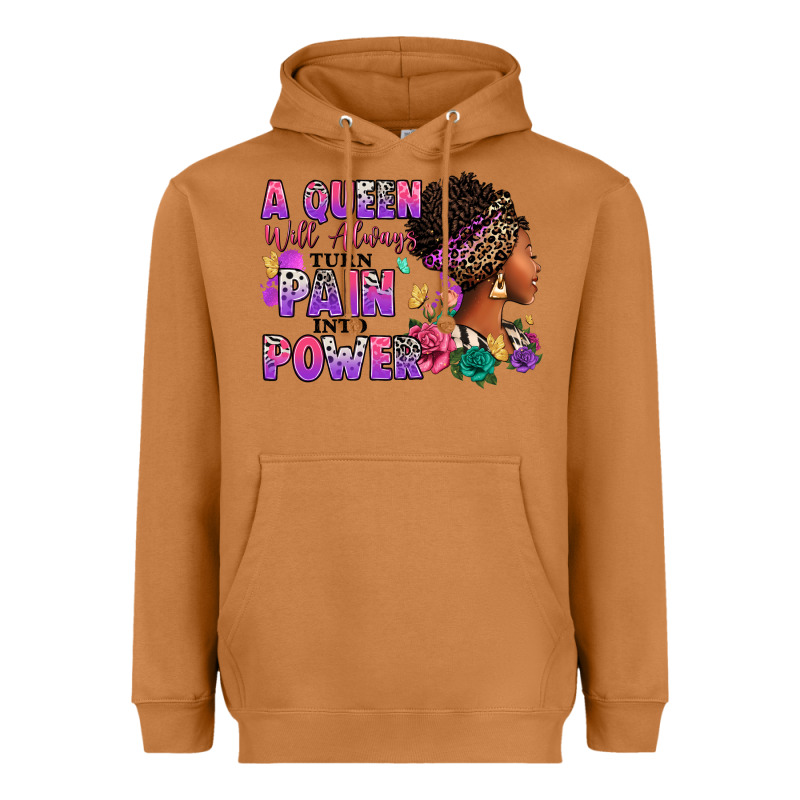 A Queen Will Always Turn Pain Into Power Heavyweight Hoodie by RanaPortraitStore | Teevron