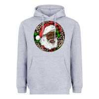 Heather Grey Afro Santa Christmas Heavyweight Hoodie - RanaPortraitStore