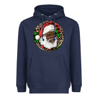 Navy Afro Santa Christmas Heavyweight Hoodie - RanaPortraitStore