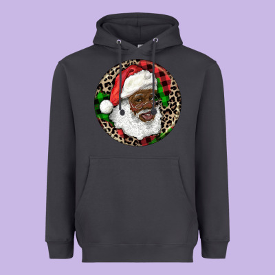 Heavyweight Hoodie Afro Santa Christmas