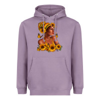 Lavender Afro American woman sunflowers Heavyweight Hoodie - RanaPortraitStore