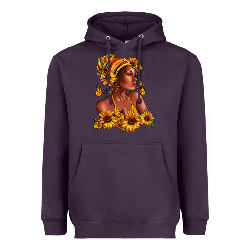 Afro American Woman Sunflowers Heavyweight Hoodie by RanaPortraitStore | Teevron