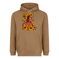 Toasted Coconut Afro American woman sunflowers Heavyweight Hoodie - RanaPortraitStore