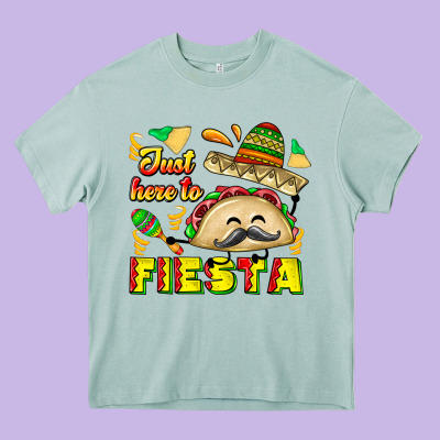 Just Here To Fiesta Heavy Core Tee Designed By Cowhidedigitalart