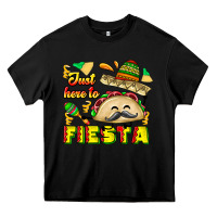 Black Just Here To Fiesta Heavy Core Tee - CowhideDigitalArt