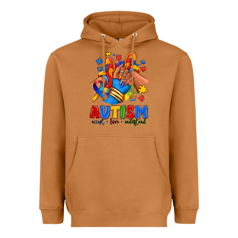 Autism Accept Love Understand Afro Girl Sneakers Heavyweight Hoodie by RanaPortraitStore | Teevron