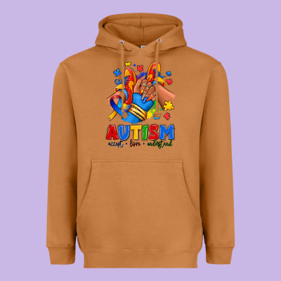 Heavyweight Hoodie Autism accept love understand afro girl sneakers