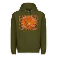 Army Green glitter leopard basketball background Premium Hoodie - RanaPortraitStore