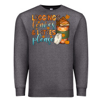 Charcoal Heather leggins leaves and lattes Premium Sweatshirt - Zillion Design Studio