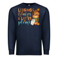 Navy leggins leaves and lattes Premium Sweatshirt - Zillion Design Studio