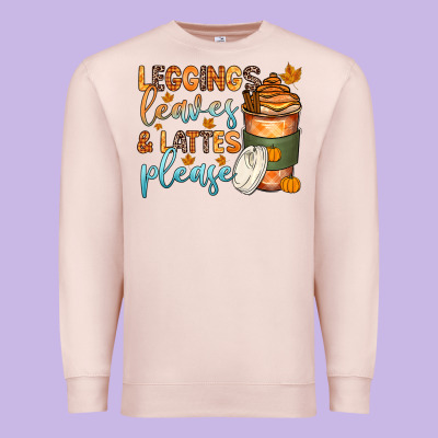 Leggins Leaves And Lattes Premium Sweatshirt Designed By Zillion Design Studio