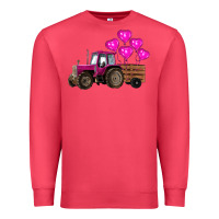Cardinal valentine's day pink tractor with pin heart balloons Premium Sweatshirt - RanaPortraitStore