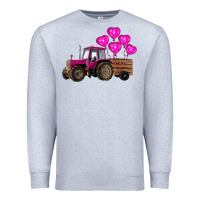 Heather Grey valentine's day pink tractor with pin heart balloons Premium Sweatshirt - RanaPortraitStore