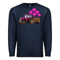 Navy valentine's day pink tractor with pin heart balloons Premium Sweatshirt - RanaPortraitStore