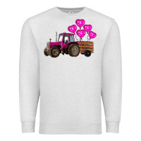 Oatmeal Heather valentine's day pink tractor with pin heart balloons Premium Sweatshirt - RanaPortraitStore