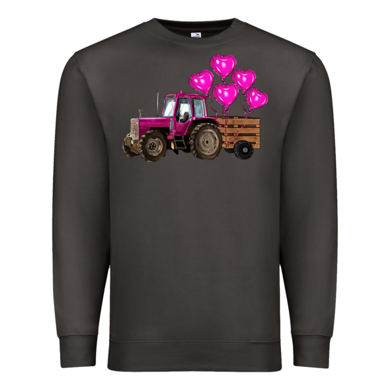 Valentine's Day Pink Tractor With Pin Heart Balloons Premium Sweatshirt by RanaPortraitStore | Teevron