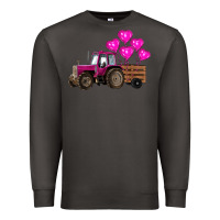 Smoke valentine's day pink tractor with pin heart balloons Premium Sweatshirt - RanaPortraitStore
