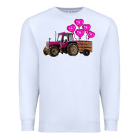 White valentine's day pink tractor with pin heart balloons Premium Sweatshirt - RanaPortraitStore