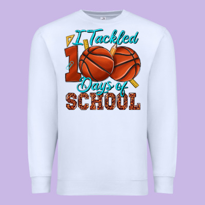 I Tackled 100days Of School Basketball Premium Sweatshirt Designed By Texasbilliewilder