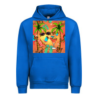 Cobalt summer slipper and cocktail seamless pattern Urban Hoodie - BundleAndBundleShop