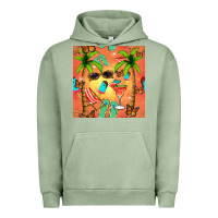 Pigment Oil Green summer slipper and cocktail seamless pattern Urban Hoodie - BundleAndBundleShop