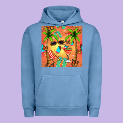 Summer Slipper And Cocktail Seamless Pattern Urban Hoodie Designed By Bundleandbundleshop