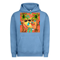 Pigment Pebble Blue summer slipper and cocktail seamless pattern Urban Hoodie - BundleAndBundleShop