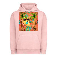 Pigment Salmon summer slipper and cocktail seamless pattern Urban Hoodie - BundleAndBundleShop